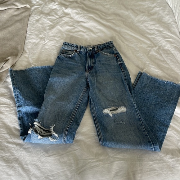 *SOLD zara ripped wide leg jeans - Picture 2 of 5
